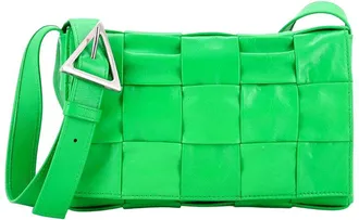 Bottega Veneta Green Maxi Intrecciato Leather Cassette Crossbody (Authentic Pre-Loved)