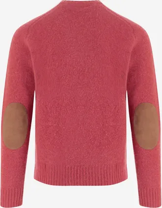 Polo Ralph Lauren Mens Wool And Cashmere Sweater With Elbow Patches Light Red