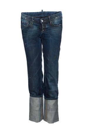 Dsquared2 Blue jeans with extra high turned pipes in size IT42/S