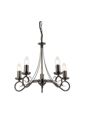 Netlighting Trafford 5 Light Multi Arm Ceiling Pendant Candle Antique Silver E14