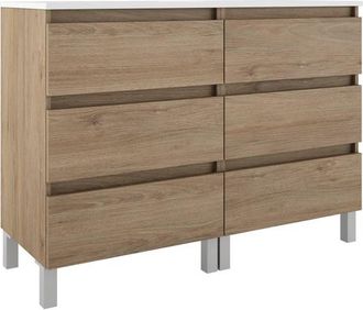 Saniclass Chaci PLUS Badkamermeubelset - 120x86x46cm - topblad - 6 lades - eiken