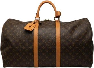 Louis Vuitton Pre-owned Keepall 55 - Dames - Vintage Weekendtas - Bruin - ONE Size - Leer - Vintage