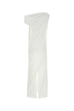 ARMARIUM Womens White Stretch Poplin Tiche One-Shoulder Dress Abiti