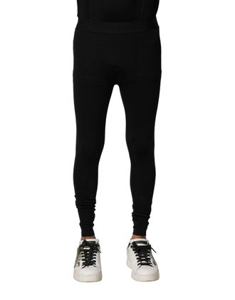 Dolce & Gabbana Mens Nylon Elastic Logo Leggings Black Elastane