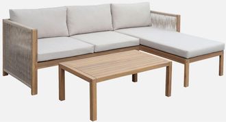 Sweeek Conjunto De Muebles De Jard&iacute;n Para &Aacute;ngulo En Madera De Acacia Y Cuerda, 4 Personas