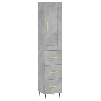 vidaXL Aparador De Madera Contrachapada Gris Hormig&oacute;n 34,5x34x180 Cm Vidaxl