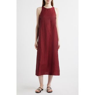 Eileen Fisher Crinkle Sleeveless Maxi Dress in Sun Dried Tomato at Nordstrom, Size Xx-Small
