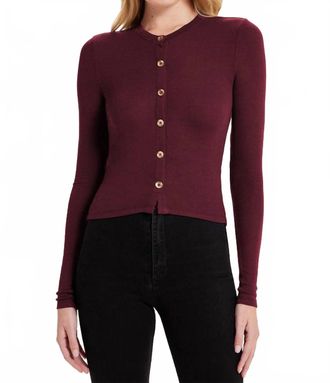 Goldie London Wide Rib Crop Cardigan In Bordeaux