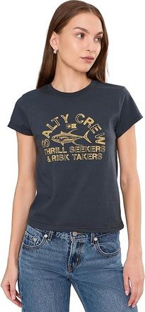 Salty Crew Stamped Modern T-Shirts Womens Clothing Grey : XS, Cotton