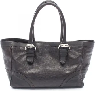 Gucci Brown Leather Handbag Tote Bag (Pre-Owned)