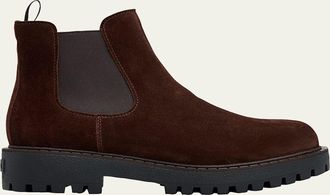 Prada Mens Folder Suede Lug-Sole Chelsea Boots