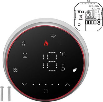 OEM Termostato Inteligente, Programable Durante 1 Semana, Pantalla Led, Redondo Digital Empotrable, Ac95-240v Para Sistema De Calentamiento De Agua, Negro
