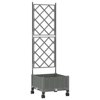 vidaXL Jardinera Con Enrejado Y Ruedas Gris Claro 40 X 40 X 131,5 Cm Vidaxl