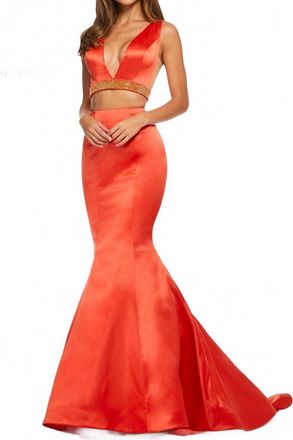 Sherri Hill 2-Piece Mermaid Formal Dress In Orange