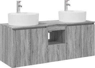 vidaXL Juego De Muebles De Ba&ntilde;o 3 Uds. Sonoma Gris 49,5 X 44,5 X 65 Cm Vidaxl