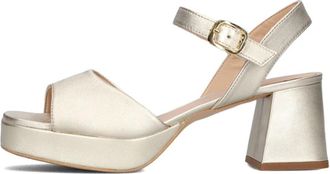 Unisa Gouden Plateau Sandaal NEY - Dames - Sandalen met hakken - Geel - 41 EU - Leer - Schoenen