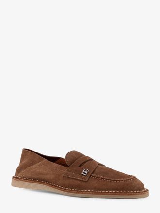 Dolce & Gabbana Mens Suede Slipper Loafers Brown