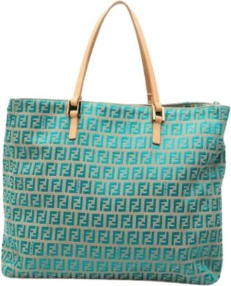 Fendi Pre-owned Tote Bags, female, Beige, Size: ONE SIZE Pre-owned Canvas Tote