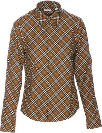 Burberry Katoenen overhemd - Dames - Overhemden - Bruin - XS - Katoen - Overhemden