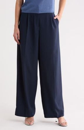 Max Studio Woven Pleat Front Trousers in Dark Navy at Nordstrom Rack, Size X-Small