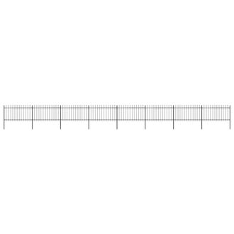 Berkfield Home Garden Fence with Spear Top Steel 13.6x1 m Black