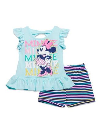 Disney Minnie Mouse Tank Top & French Terry Shorts Set in Blue at Nordstrom, Size 7-8