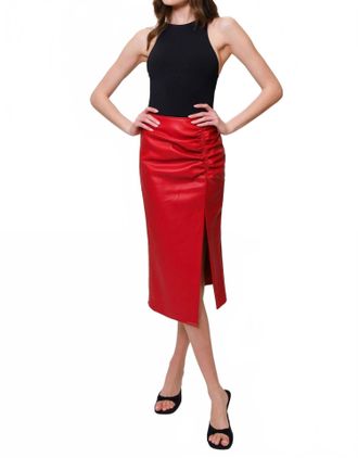 Hutch Nelly Ruched Midi Skirt In Red