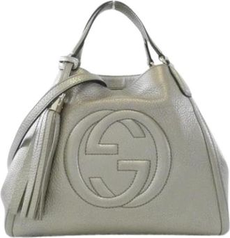 Gucci Pre-owned Vintage Handbag - Dames - Vintage Handtas - Grijs - ONE Size - Leer - Vintage
