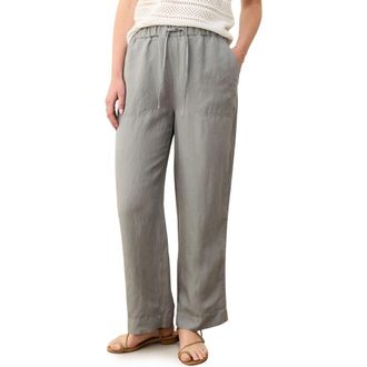 Marine Layer Linen Blend Straight Leg Pants in Shadow at Nordstrom, Size Small