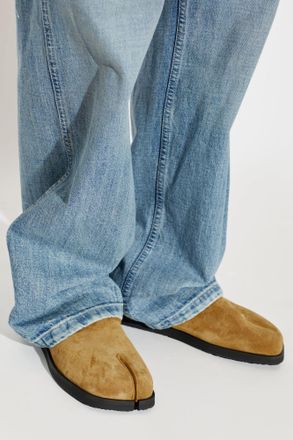 Maison Margiela Suede Tabi Cut-out Slides, Womens, Brown