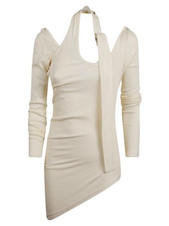 Jean Paul Gaultier Beige Ribbed Long Sleeved Top
