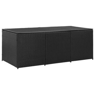 Berkfield Home Garden Storage Box Poly Rattan 180x90x70 cm Black | Size: 180 x 90 x 70 cm