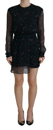Dsquared2 Dsquared&sup2; Floral Silk Long Sleeves Sheath Mini Womens Dress (Pre-Owned)