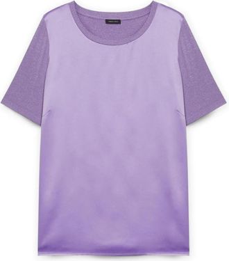 Fiorella Rubino T-shirt van satijn en jersey lurex - Dames - T-shirts - Paars - S - Satijn - Tops