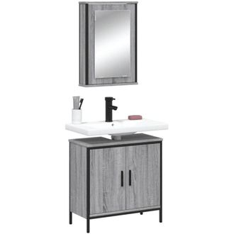 vidaXL vidaXL Set Mobili da Bagno 2 pz Grigio Sonoma in Legno Multistrato