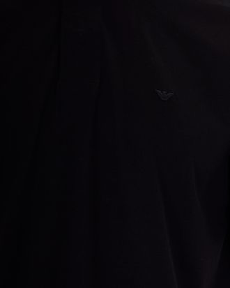 Emporio Armani Micro Eagle Embroidered Lyocell Polo - Black