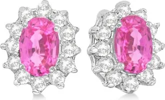 Allurez Oval Pink Sapphire & Diamond Accented Earrings 14k in 2.05Ct/white Gold at Nordstrom