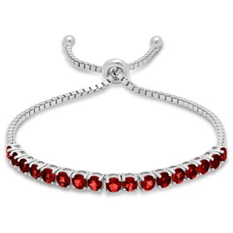 MAX + STONE Sterling Silver Round 4mm Gemstone Bolo Bracelet