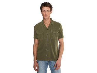 John Varvatos Amadora Camp Collar Shirt Mens Clothing Teakwood : 2XL, Cotton