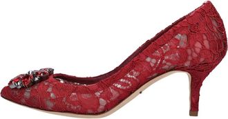 Dolce & Gabbana Lace Rainbow Pumps with Brooch Detailing - female - Dolce & Gabbana - Pumps - Red - 4 1/2 UK - Shoes