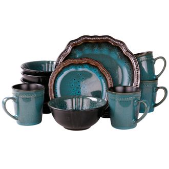Elama s Mystic Waves 16 Piece Dinnerware Set