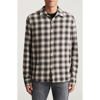 Mavi Check Cotton Button-Up Shirt in Asphalt Check at Nordstrom, Size X-Large