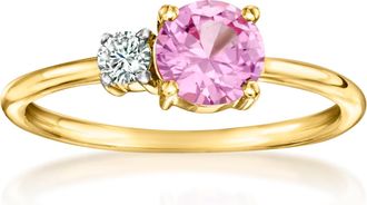 RS Pure by Ross-Simons Lab-Grown Pink Sapphire and. Lab-Grown Diamond Ring in 18kt Gold Over Sterling