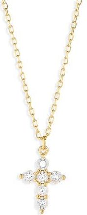 Argento Vivo Cubic Zirconia Cross Pendant Necklace in Gold at Nordstrom Rack