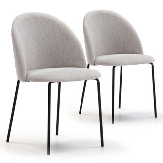 HOMN Set de 2 sillas comedor tapizadas beige, 43 x 47 x 78,5 cm