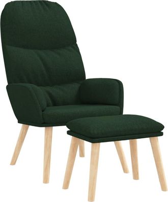 vidaXL Sill&oacute;n De Relax Con Reposapi&eacute;s Tela Verde Oscuro Vidaxl