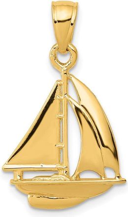 Diamond2Deal 14k Yellow Gold Polished Open-Backed Sailboat Pendant