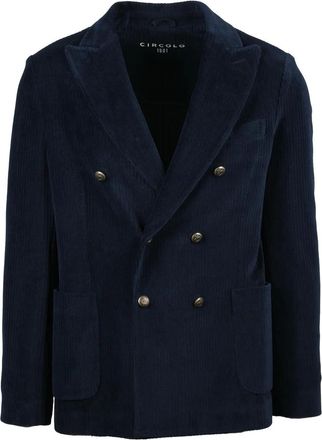 Circolo 1901 Double-Breasted Velvet Jacket With Metallic Buttons And Patch Pockets