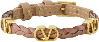Valentino Garavani Vlogo Leather Bracelet - Dames - Armbanden - Roze - ONE Size - Leer - Accessoires