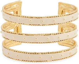 Karine Sultan Dots & Lines Cuff Bracelet in Gold/beige at Nordstrom